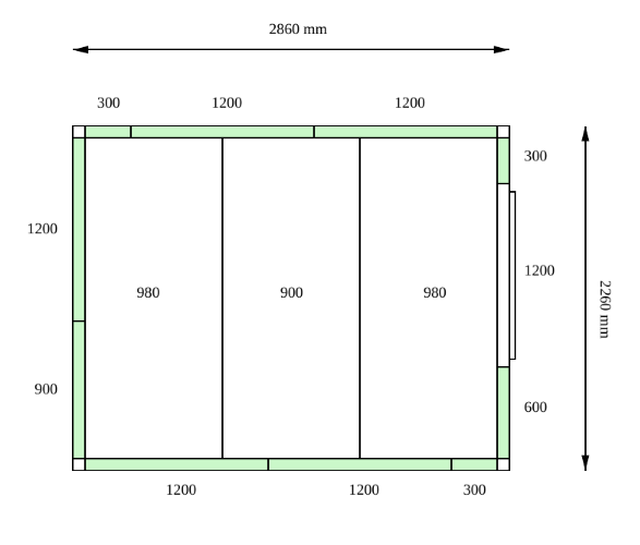 Камера холодильная POLAIR КХН - 11.57 (2260 X 2860 X 2200), 80 мм, дверь по узкой стороне