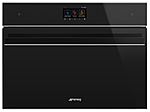 Шкаф духовой комбинированный SMEG HOME SF4604WVCPNR  с микроволновой печью, SmegConnect, 14 функций, черное стекло Eclipse, профиль нержавеющая сталь