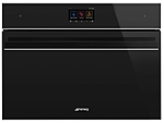 Шкаф духовой комбинированный SMEG HOME SF4604WVCPNX с пароваркой, SmegConnect, 15 функций, черное стекло, профиль нержавеющая сталь