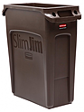 Контейнер для мусора RUBBERMAID Slim Jim 60 литров, c вентиляционными каналами, коричневый, 1956181
