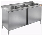 Стол производственный с распашными дверцами и моечными ваннами HICOLD НСЗ3М-16/6Б