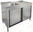 Стол производственный закрытый купе с моечной ванной HICOLD НСЗК1М-17/7БЛ