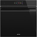 Шкаф духовой многофункциональный  SMEG HOME SFP6606WSPNX с функцией пароувлажнения, SmegConnect, 60 см, черное стекло, профиль нержавеющая сталь