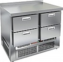 <b>Стол холодильный</b> HICOLD GNE 22/TN 4 выдвижных ящика + колеса + задняя стенка