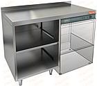 Стол закрытый с трех сторон под посудомоечную машину с полкой, с бортом HICOLD НБМСЗОКП-12/7БП