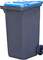 Контейнер мусорный ТАРА.РУ 240 литров серый с синей крышкой, МКТ 240 (R)