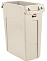Контейнер для мусора RUBBERMAID Slim Jim 60 литров, c вентиляционными каналами, бежевый, 1971259
