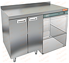 Стол закрытый под посудомоечную машину с полкой, с бортом HICOLD НБМСЗКП-12/7БП