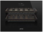 Шкаф винный встраиваемый SMEG HOME CVI618RWNX2, 45 см, петли справа, черное стекло