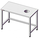 Стол для сбора отходов SIMECO Бизнес СОE1806П 1800х600х850 без борта, отверстие справа