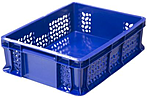Ящик п/э ТАРА.РУ 400x300x120 мм дно сплошное, стенки перфорированный с внешней ручкой, синий, 701.02.02