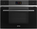 Шкаф духовой комбинированный SMEG HOME SF4104WVCPN с пароваркой, SmegConnect, 60 см, высота 45 см, 15 функций, черное стекло