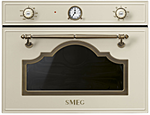 Печь микроволновая SMEG HOME SF4750MPO,60 см, высота 45 см, 6 функций, кремовый, фурнитура латунная