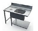 Стол предмойки KRUPPS PLVF120, с ванной, отверстием для отходов и нижней полкой, крепление справа + душ с краном DOC200