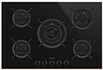 Панель варочная газовая  SMEG HOME PV675CNR, 75 cм, черная стеклокерамика, медный профиль