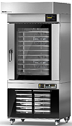 Печь электрическая конвекционная MIWE Econo EC 10.0604 с КУ TC, козырьком с вентилятором, расстойной камерой на 12 направляющих, на роликах 108мм.