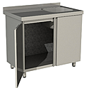 Стол производственный RESTOINOX СПЗР1М-16/6-БЛ с распашными дверьми и моечной ванной
