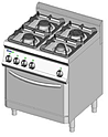 Плита газовая 4- конфорочная с духовым шкафом TECNOINOX PF70GG7, 613011