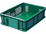 Ящик ТАРА.РУ 400х300х120 дно сплошное, стенки перфорированные, с внешней ручкой зеленый, 701.02.02