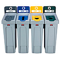 Комплект из 4-х контейнеров для раздельного сбора мусора RUBBERMAID Landfill / Paper / Plastic / Glass, 2057732