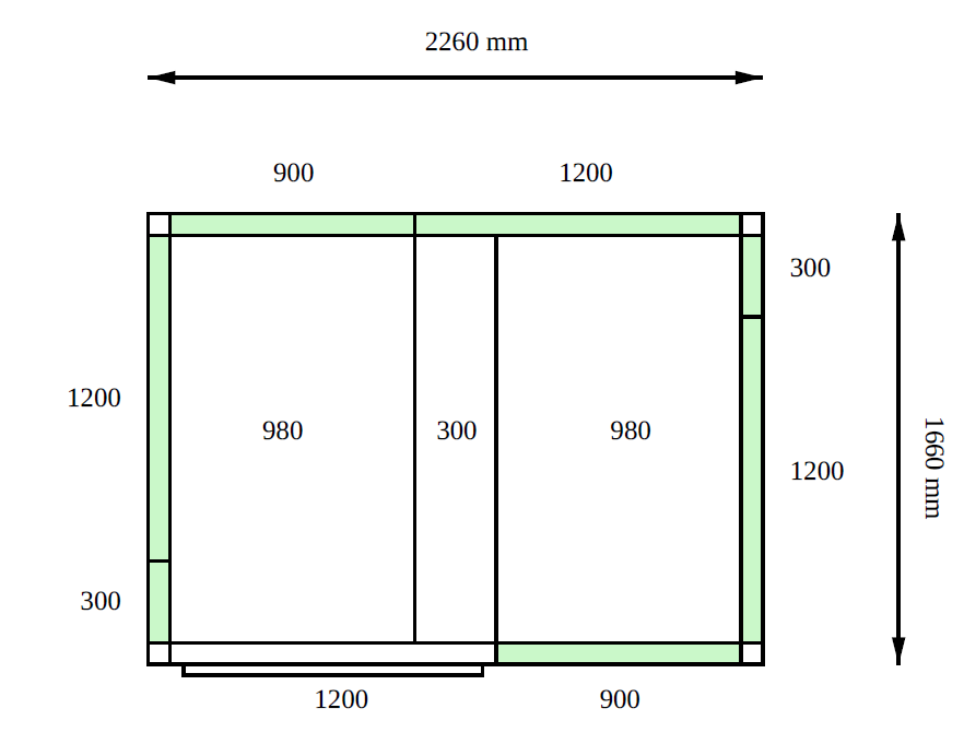 Камера холодильная POLAIR КХН-6,43 (1660х2260х2200 мм, 80 мм), пол нерж. сталь
