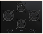 Панель варочная газовая  SMEG HOME PV664LCNR,  65 cм, черная стеклокерамика, медный профиль