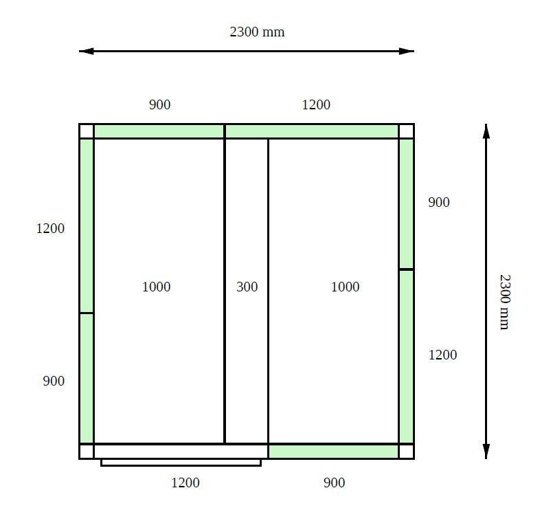 Камера морозильная POLAIR КХН-9,0 (2300х2300х2240 мм, 100 мм), пол нерж. сталь