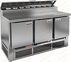 Стол холодильный для пиццы HICOLD PZE2-111/GN (1/6H) + задняя стенка из нержавеющей стали