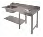 Стол предмойки с ванной, отверстие для отходов левый KRUPPS EVPLVF120ESX 1200х770х880