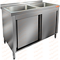 Стол производственный закрытый купе с моечными ваннами HICOLD НСЗК2М-10/7Б