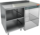 Стол закрытый с трех сторон под посудомоечную машину с полкой, с бортом HICOLD НБМСЗОКП-12/5БП
