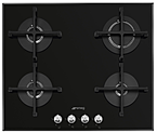 Панель варочная газовая  SMEG HOME PV164N2,  60 см, черное стекло, скошенный край