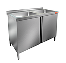 Стол производственный с распашными дверцами и моечными ваннами HICOLD НСЗ2М-12/7Б