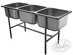 Ванна моечная сварная трехсекционная СКАЙТЕК ВМС-3 2000x700x870/600x600x450 обвязка с трех сторон