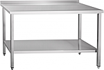 Стол производственный ABAT СПРП-6-4, с бортом, столешница-нерж., каркас с полкой-нерж., 21000080697