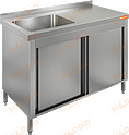 Стол производственный закрытый купе с моечной ванной HICOLD НСЗК1М-11/7БЛ