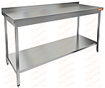 Стол производственный пристенный с бортом и полкой HICOLD НСО-14/6БП