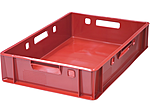Ящик пластиковый мясной сплошной ТАРА.РУ Е1 600x400x125 мм, 205 красный