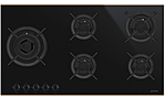 Панель варочная газовая  SMEG HOME PV695LCNX, 90 cм, черная стеклокерамика, профиль нержавеющая сталь