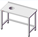 Стол для сбора отходов БСВ 1100х600х850  борт, отверстие слева