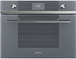 Печь микроволновая SMEG HOME SF4101MS1, компактная, 60 см, высота 45 см, 4 функций, серебристое стекло Stopsol.