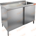 Стол нержавеющий с распашными дверцами и моечной ванной HICOLD НСЗ1М-12/6БП