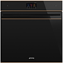 Шкаф духовой многофункциональный  SMEG HOME SFP6604WSPNR  с функцией пароувлажнения, SmegConnect, 60 см, черное стекло Eclipse, профиль медный