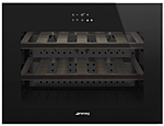 Шкаф винный встраиваемый SMEG HOME CVI618LWNX2, 45 см, петли слева, черное стекло
