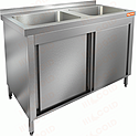 Стол закрытый купе с моечными ваннами HICOLD НСЗК2М-10/6Б