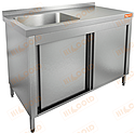 Стол нержавеющий закрытый купе с моечной ванной HICOLD НСЗК1М-16/6БЛ