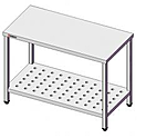 Стол производственный SIMECO Бизнес CE1107ПП 1100х700х850 без борта, с перфорированной полкой