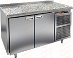 Стол холодильный HICOLD GN 11/TN O + каменная столешница + задняя стенка из нержавеющей стали