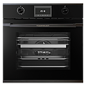 Шкаф духовой с паром KUPPERSBUSCH BD 6340.0 S2, черное стекло, Black Chrome