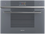 Шкаф духовой комбинированный SMEG HOME SF4104WMCS с микроволновой печью, SmegConnect, 60 см, высота 45 см, 14 функций, серебристое стекло Stopsol